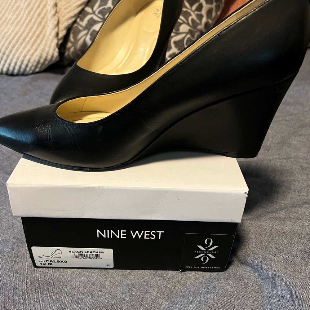 Nine West Black Wedge Heels with Pointed Toe